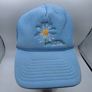 Maybe Tomorrow Womens Blue Floral Trucker Hat Casual Outdoors Cute Lightweight